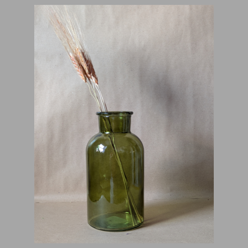 decorative vase green glass dried flower minimalist