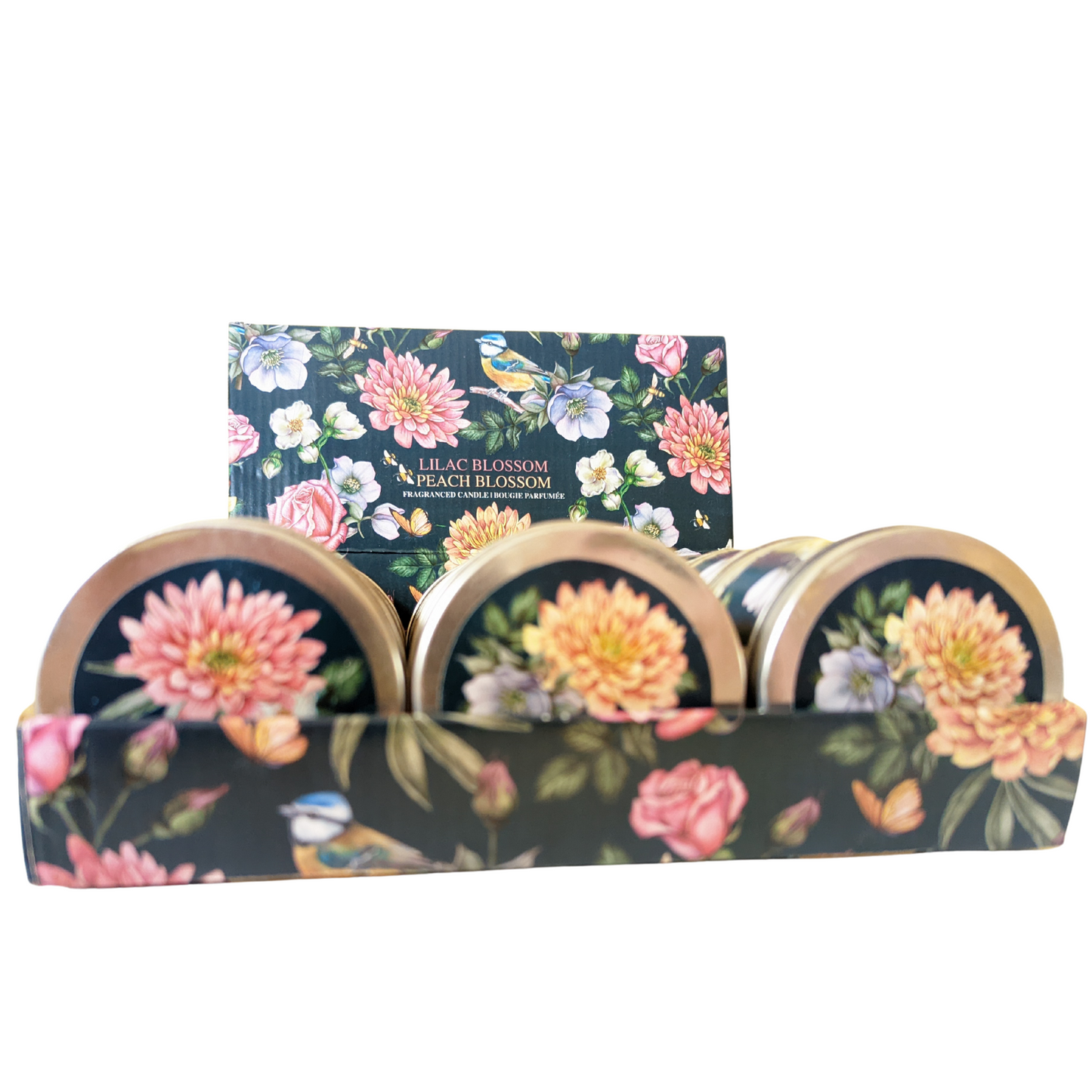 12 peaces tin fragranced candle peach lilac blossom scent