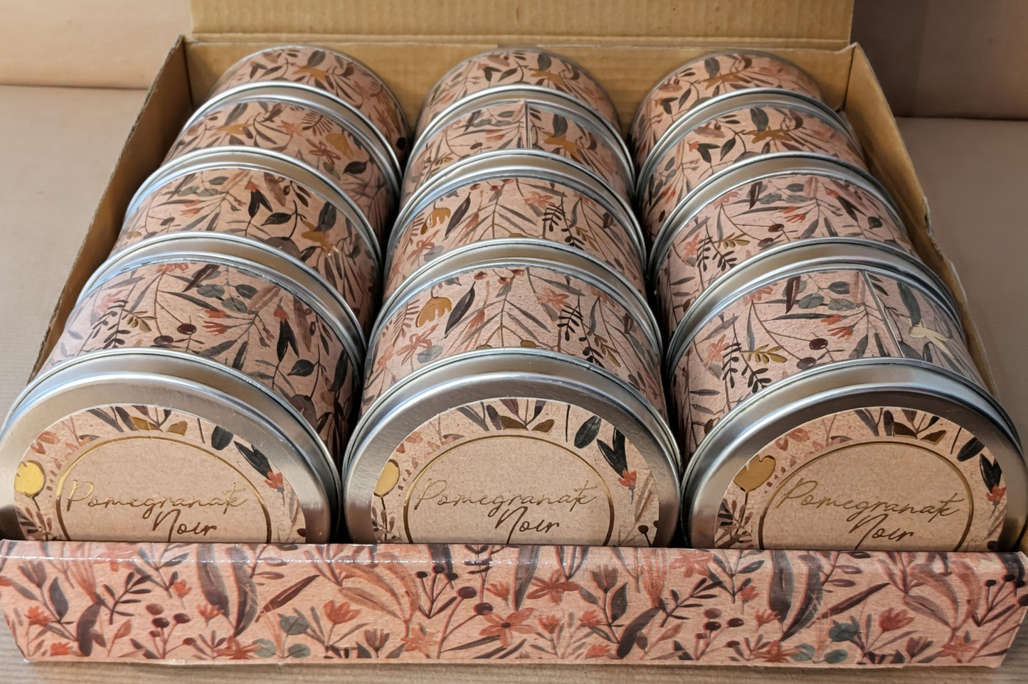 12 pieces tin candle travel pomegranate noir scented