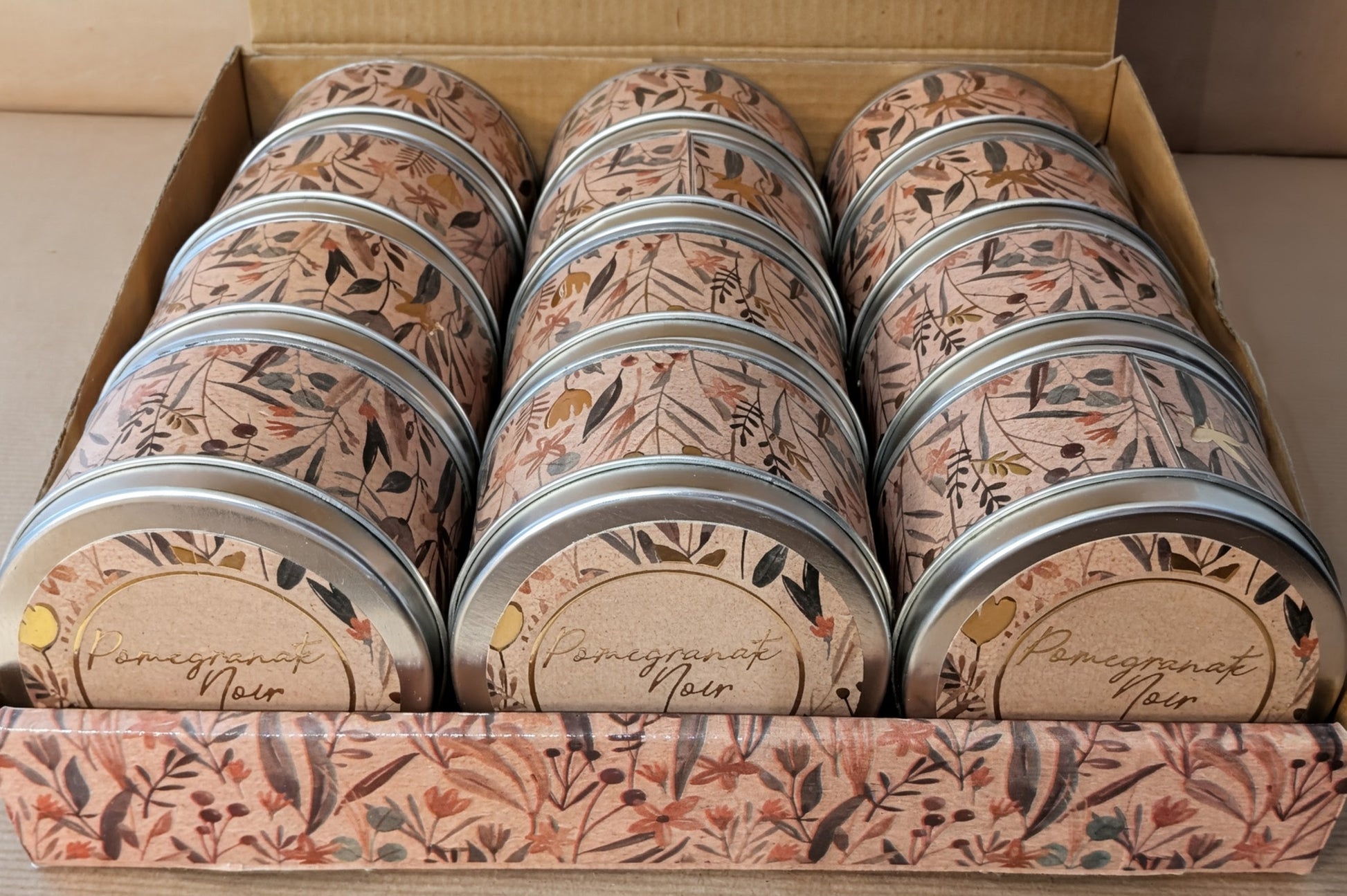 12 pieces tin candle travel pomegranate noir scented