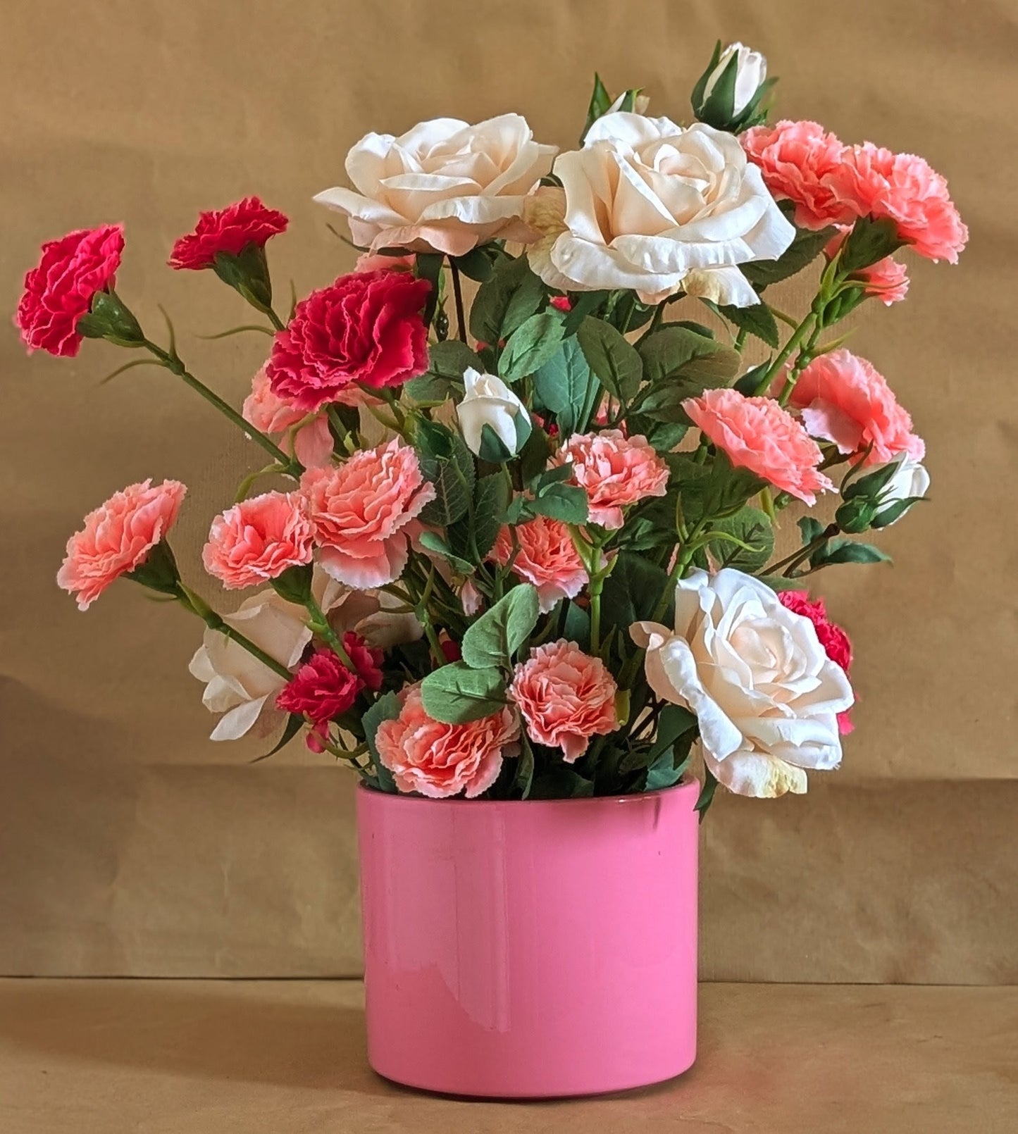 pink flowers plastic vibrant colours
