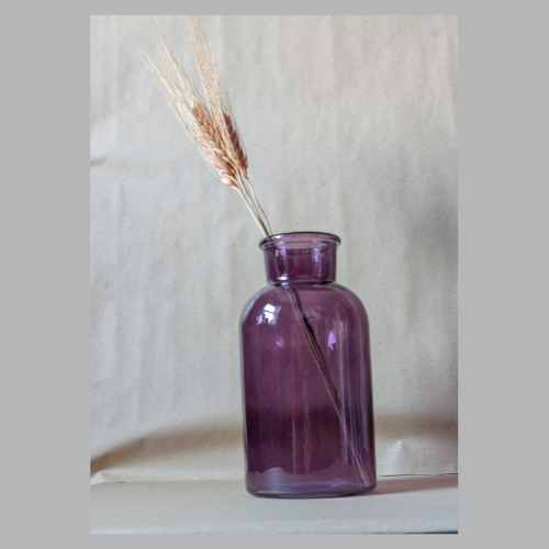 vase glass minimalist purple dried flower
