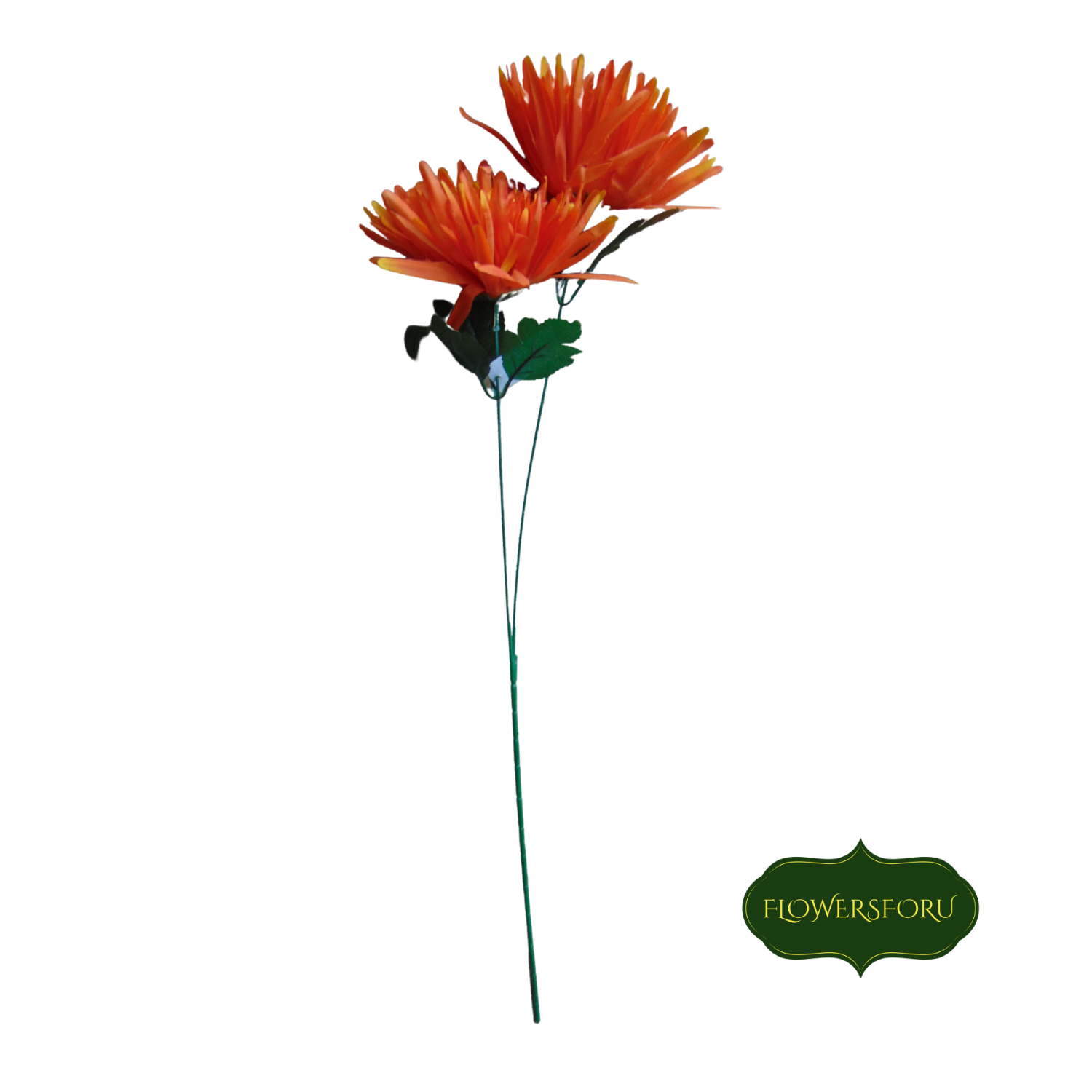 stem plastic flower with 2 flower green leaves