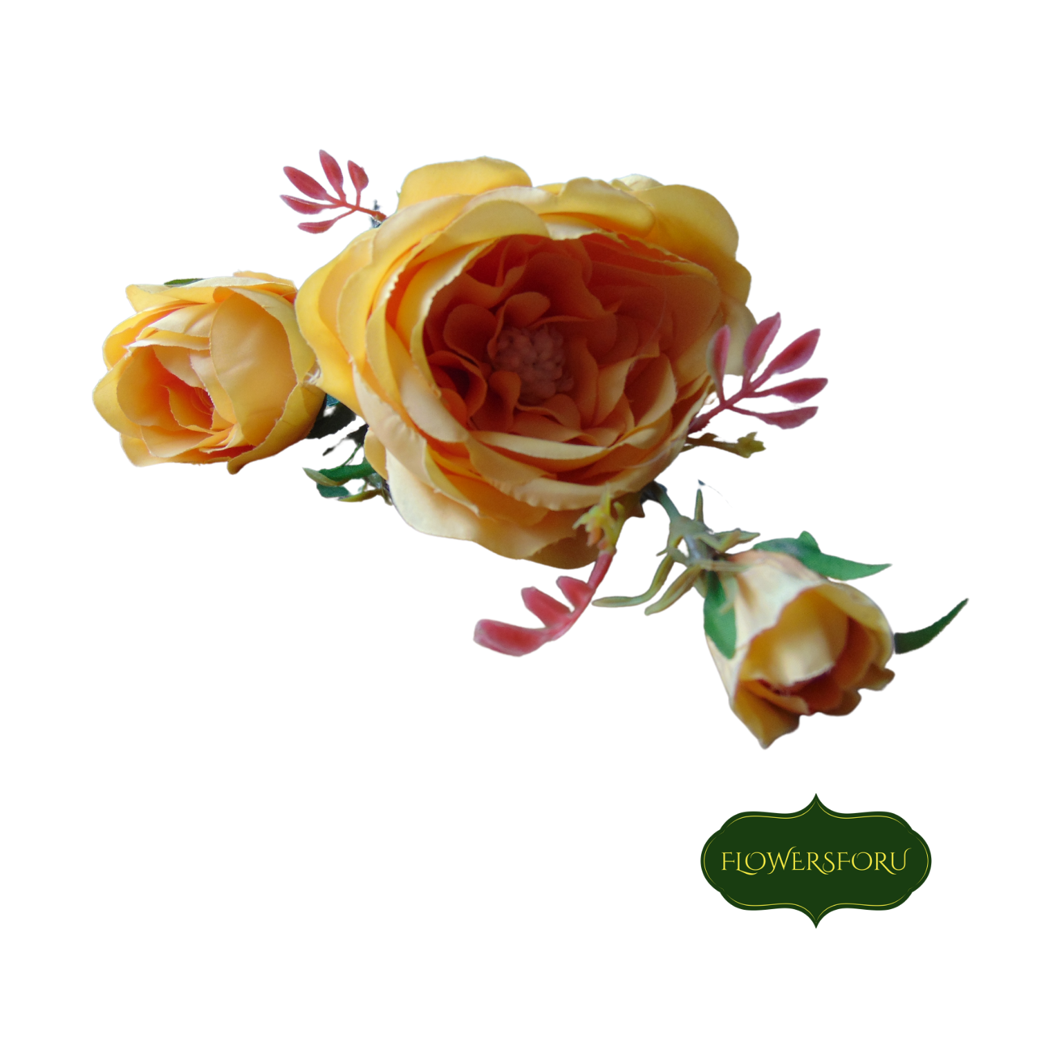 flower petal soft stem leaves green orange rose 68cm long